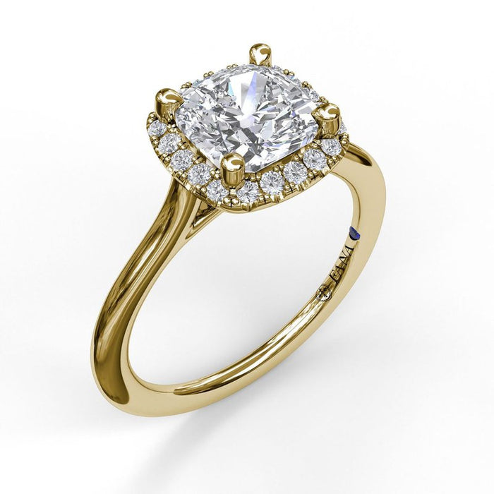 Classic Cushion Halo Engagement Ring Setting