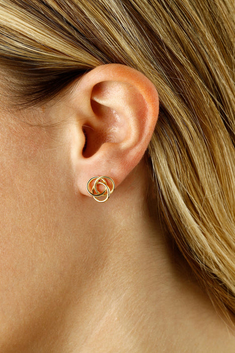 14K Yellow Gold Love Knot Stud Earrings