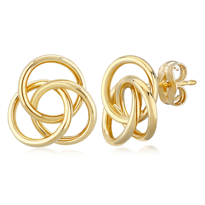 14K Yellow Gold Love Knot Stud Earrings