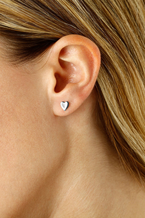 14K White Gold Heart Stud Earrings