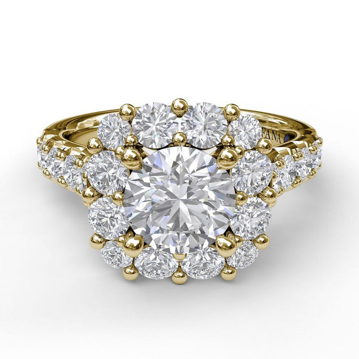 Chunky Diamond Cushion Halo Engagement Ring Setting