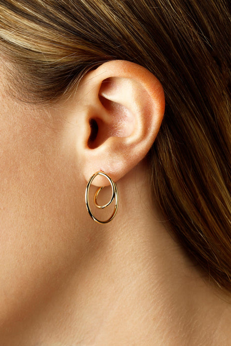 14K Yellow Gold Double Hoop Earrings