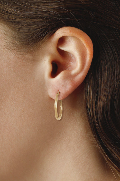 14K Yellow Gold 1.8x18mm Twisted Tube Hoop Earrings