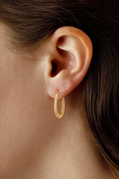 14K Yellow Gold 3.5x20mm Flat Hoop Earrings