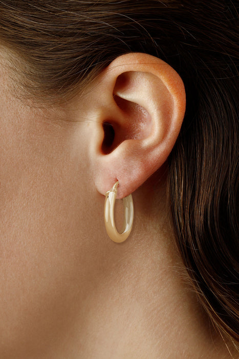 14K Yellow Gold 3x18mm Tube Hoop Earrings