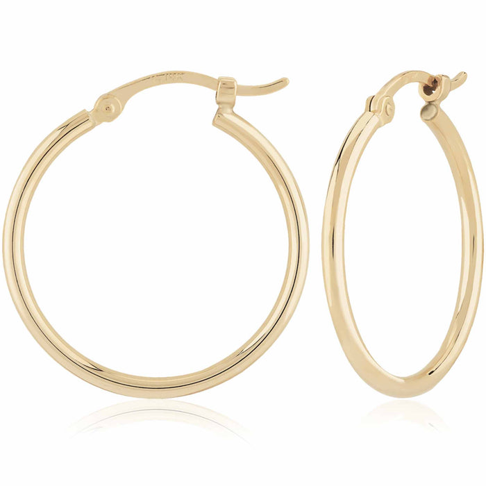 14K Yellow Gold 1.5x25mm Tube Hoop Earrings