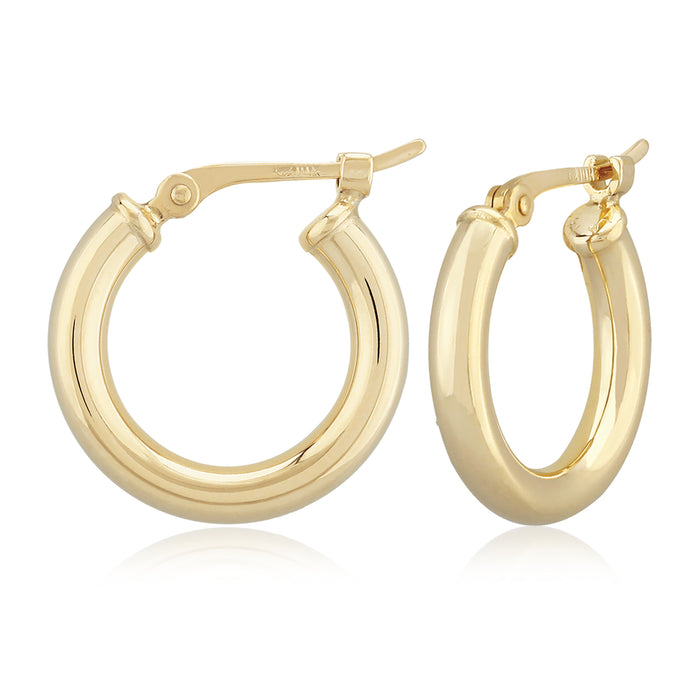 14K Yellow Gold 2.5x15mm Tube Hoop Earrings