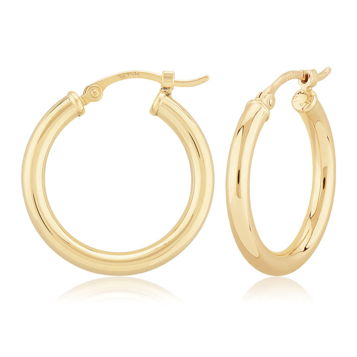 14K Yellow Gold 2.5x20mm Tube Hoop Earrings