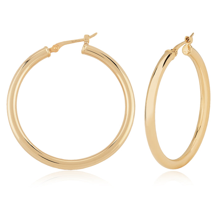 14K Yellow Gold 2.5x30mm Tube Hoop Earrings