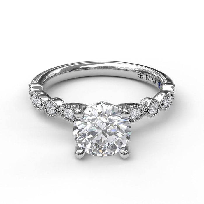 Detailed Milgrain Shank Engagement Ring Setting