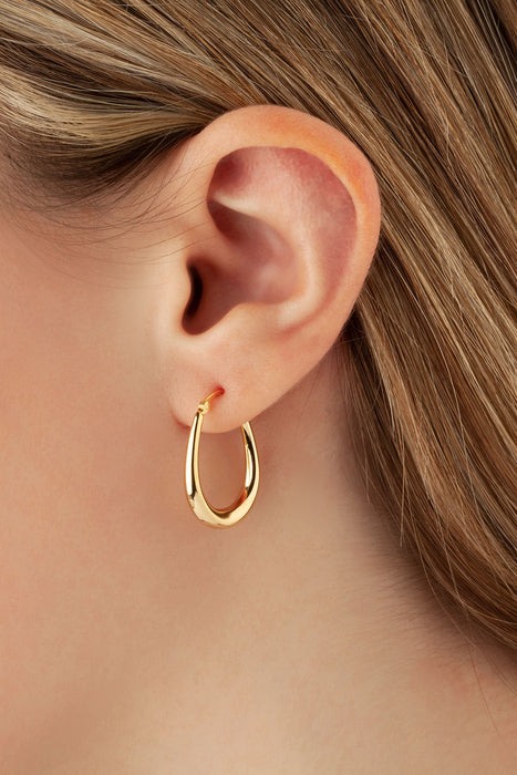 14K Yellow Gold U Shaped Hoop Earrings