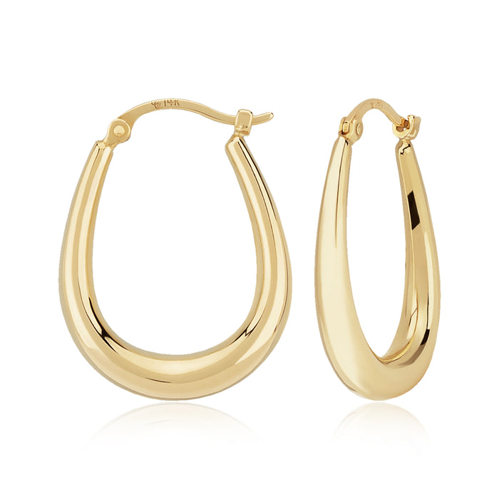 14K Yellow Gold U Shaped Hoop Earrings