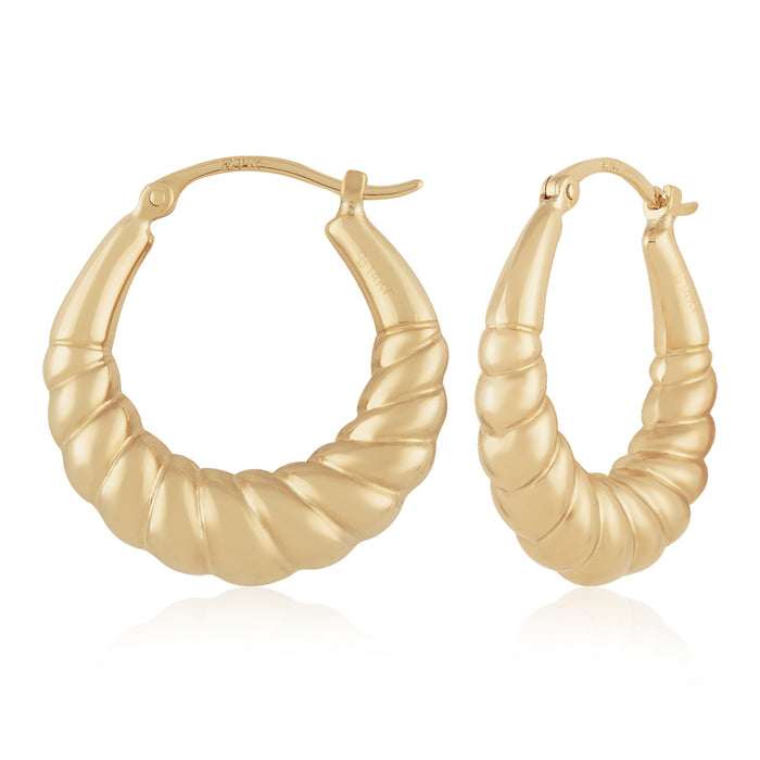 14K Yellow Gold Shrimp Hoop Earrings