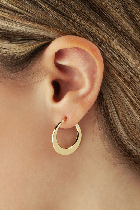 14K Yellow Gold Flat Hoop Earrings