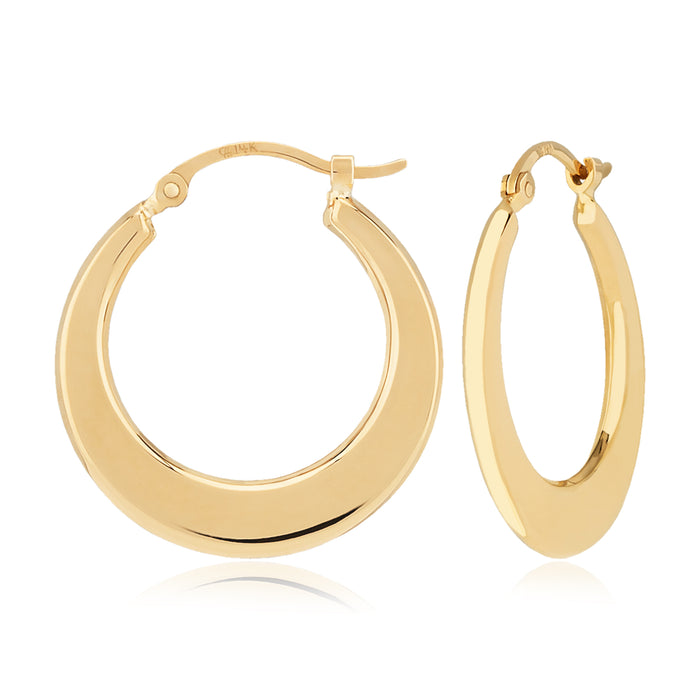 14K Yellow Gold Flat Hoop Earrings