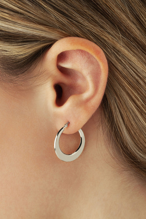 Sterling Silver Flat Hoop Earrings
