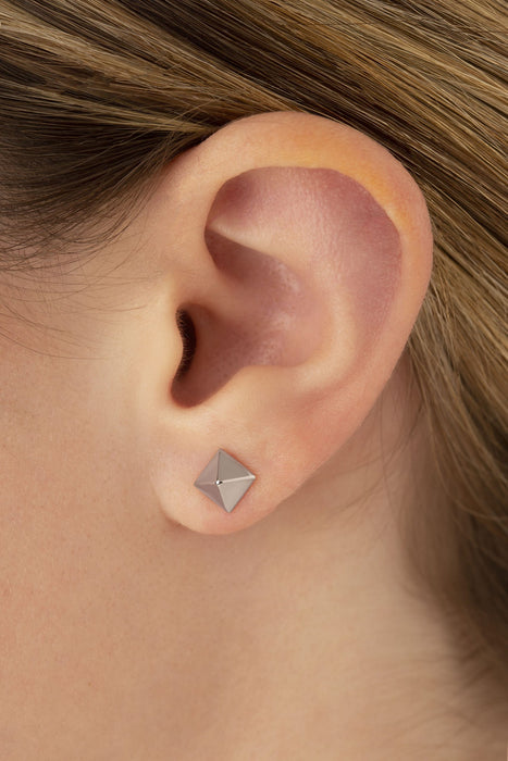 Sterling Silver Pyramid Stud Earrings