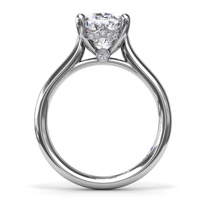 Oval Solitaire with Hidden Halo Engagement Ring Setting