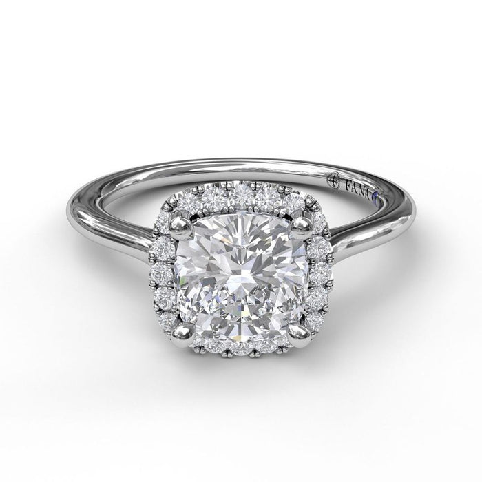 Classic Cushion Halo Engagement Ring Setting