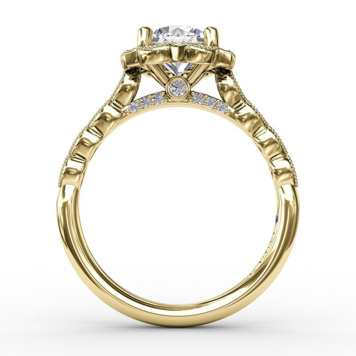 Floral Halo with Milgrain Detail Engagement Ring Setting