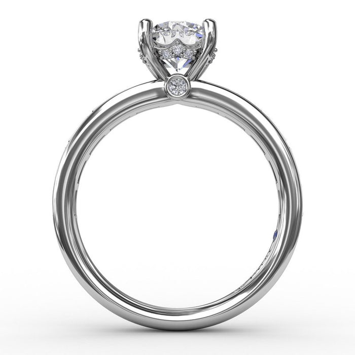 Baguette Diamond Shank with Hidden Halo Engagement Ring Setting