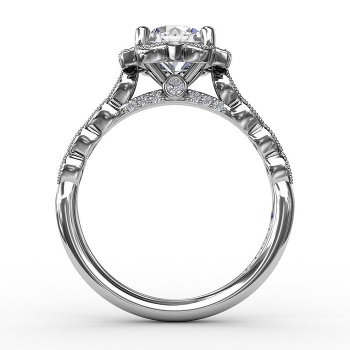 Floral Halo with Milgrain Detail Engagement Ring Setting