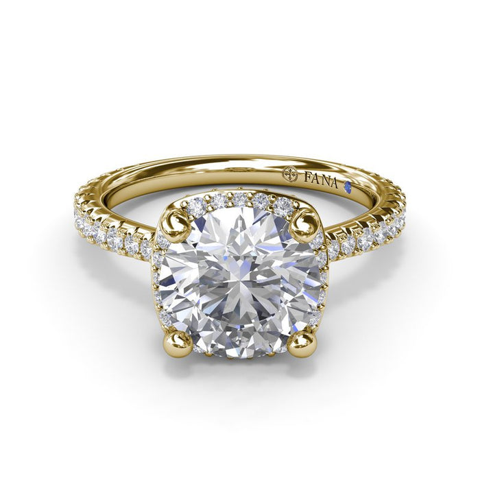 Cushion-Shaped Halo with Hidden Halo Engagement Ring Setting