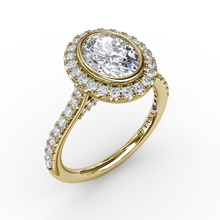 Oval Halo with Bezel Engagement Ring Setting