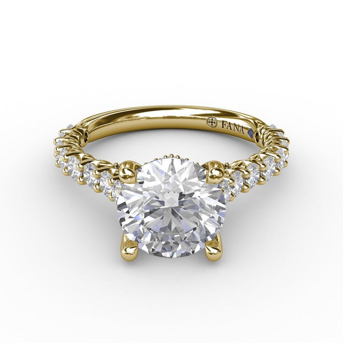 Diamond Shank with Hidden Halo and Bridge Detail Engagement Ring Setting