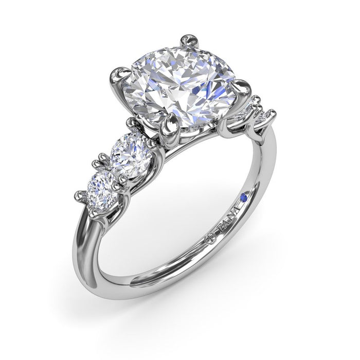 Double Round Diamond Side Stone Engagement Ring Setting