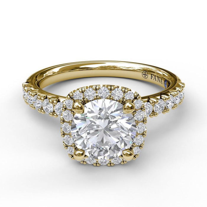 Classic Halo with Side Profile Detail Engagement Ring Setting