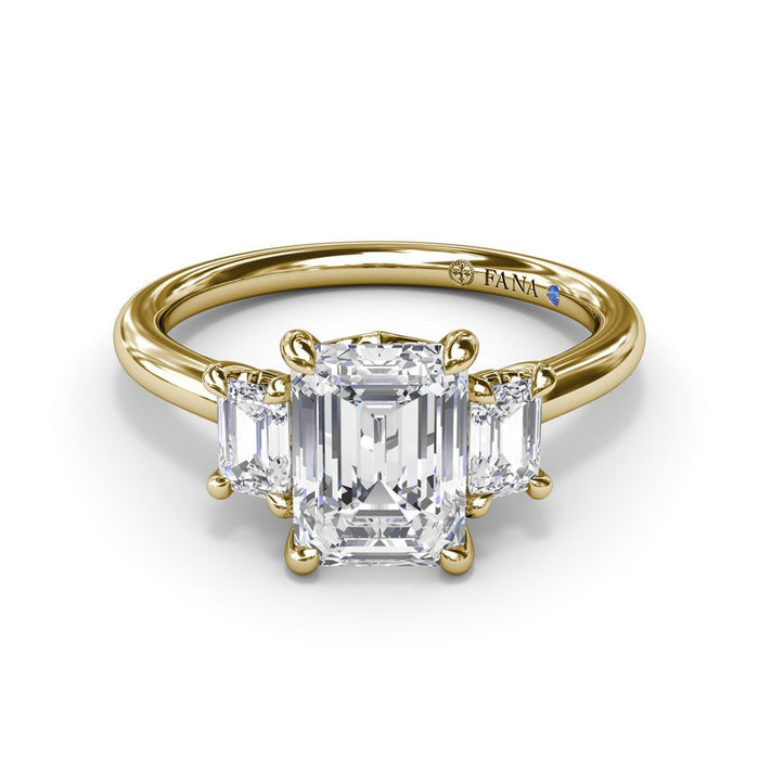 Three-Stone Emerald-Cut Engagement Ring Setting