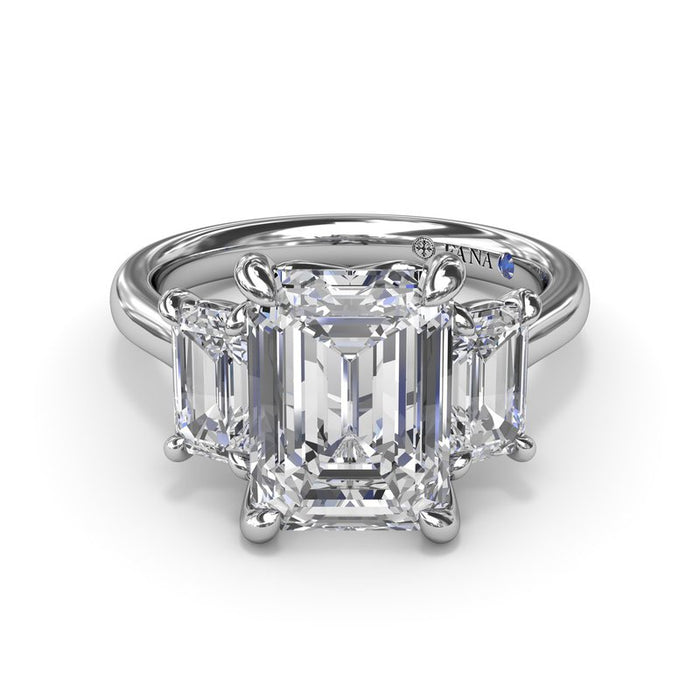 Three-Stone Emerald-Cut Engagement Ring Setting