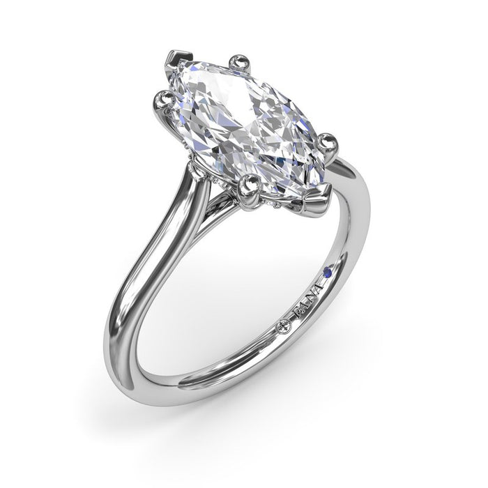 Marquise Solitaire with Hidden Halo Engagement Ring Setting