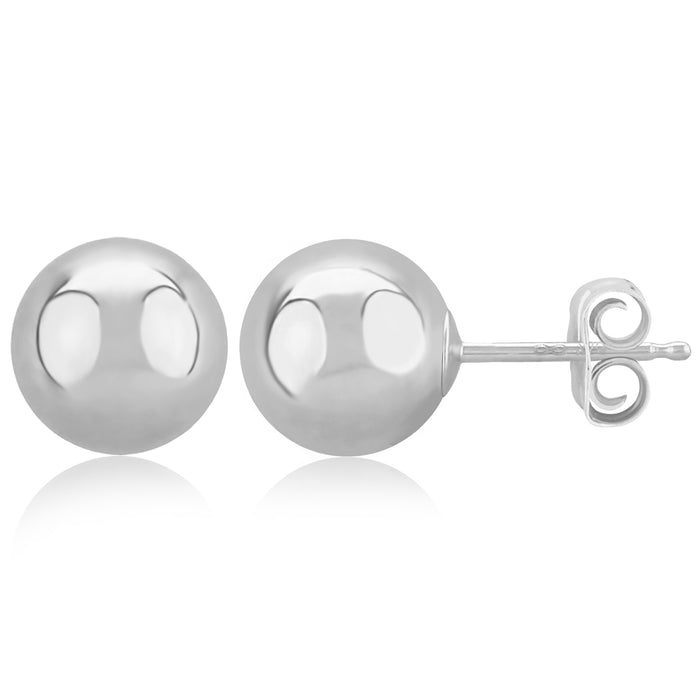 14K White Gold 8mm Ball Stud Earrings