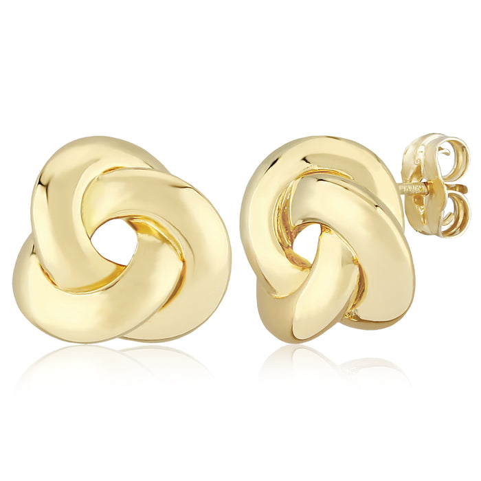 14K Yellow Gold Knife Edge Love Knot Stud Earrings