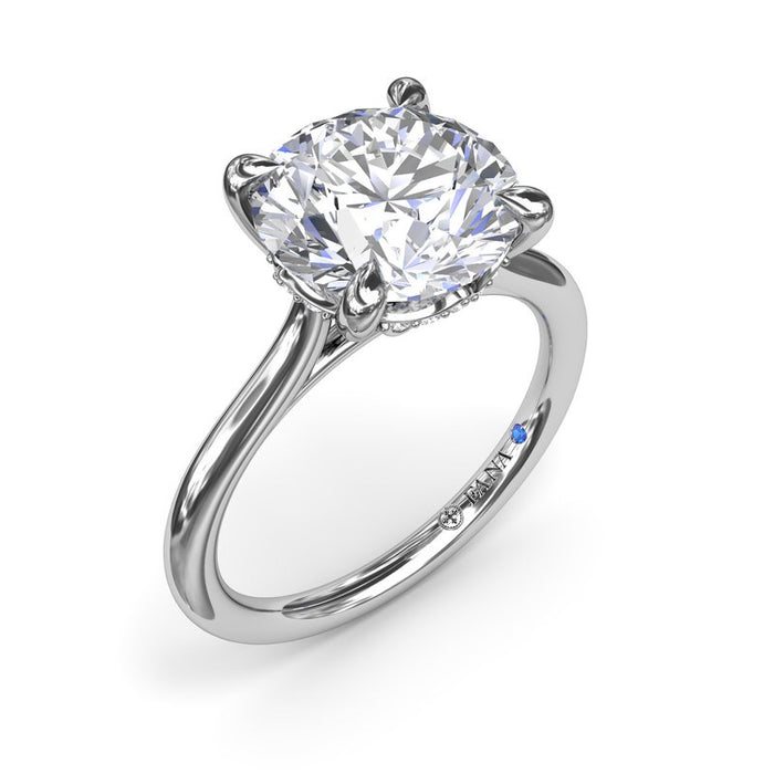 Cathedral Shank with Hidden Halo Engagement Ring Setting