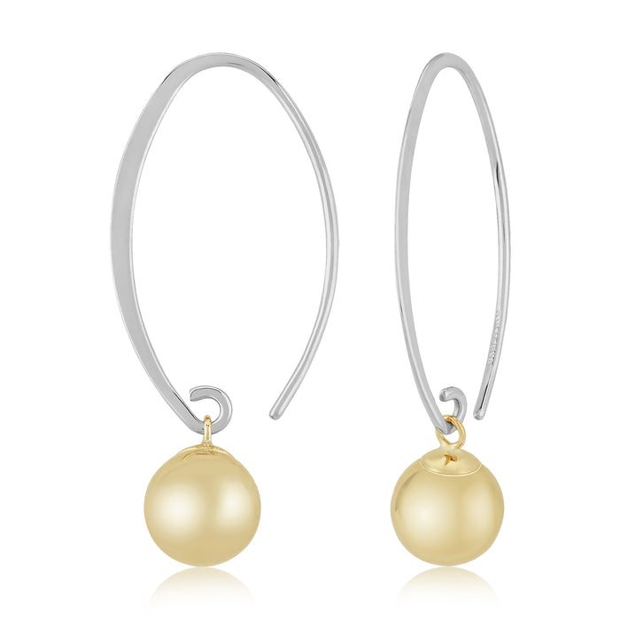 14K Yellow Gold/Sterling Silver Simple Sweep 8mm Ball Earrings