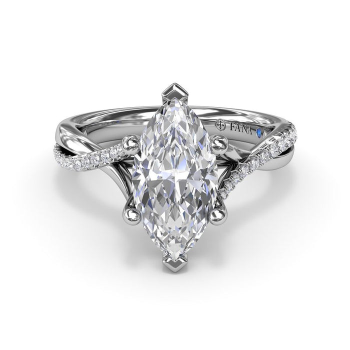 Alternating Diamond Twist Marquise-Cut Engagement Ring Setting
