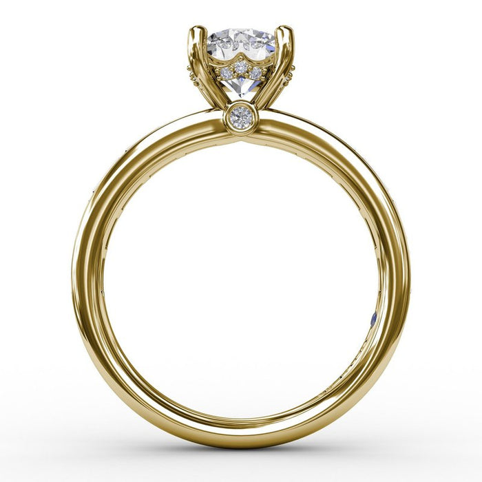 Baguette Diamond Shank with Hidden Halo Engagement Ring Setting