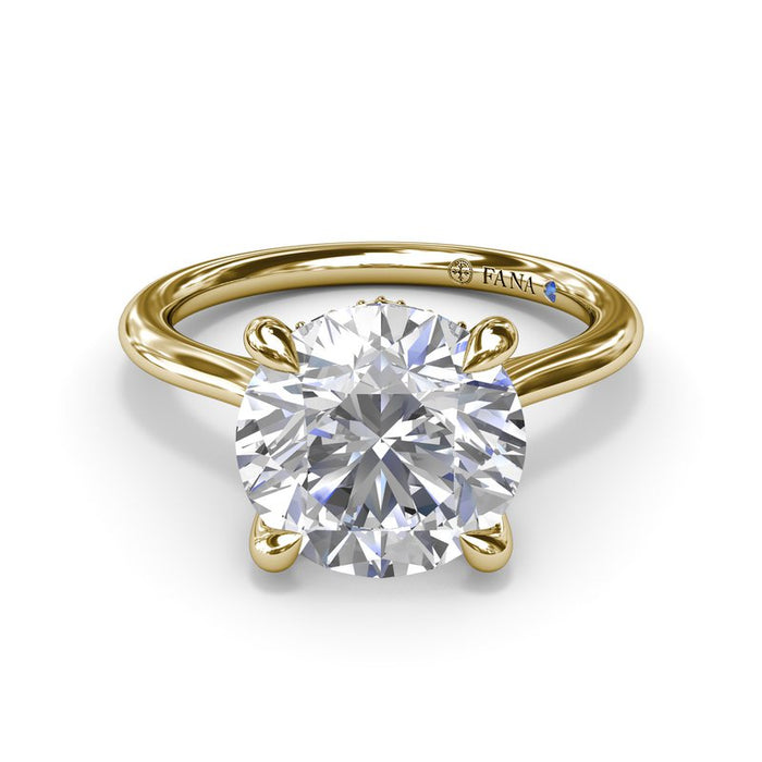 Cathedral Shank with Hidden Halo Engagement Ring Setting