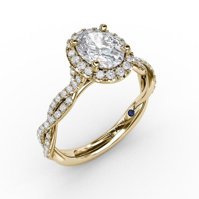 Oval Halo With Diamond Twist Shank Engagement Ring Setting