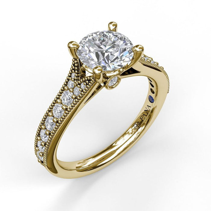 Vintage Detailed Milgrain Shank Engagement Ring Setting