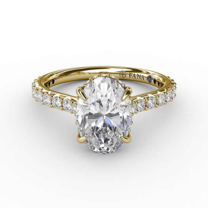 Diamond Shank with Hidden Pavé Halo Engagement Ring Setting