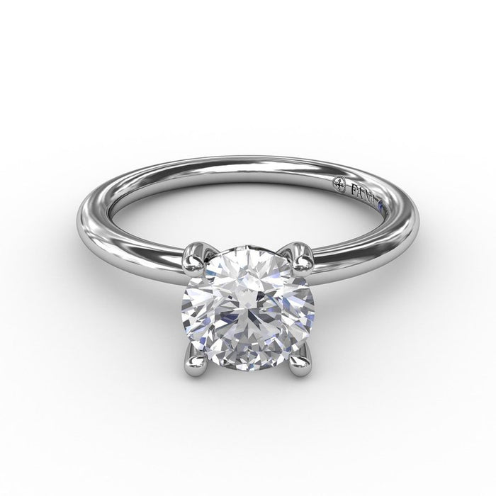 Classic Solitaire With Chevron Girdle Engagement Ring Setting