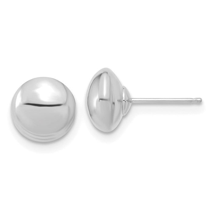 14K White Gold Domed Button Stud Earrings