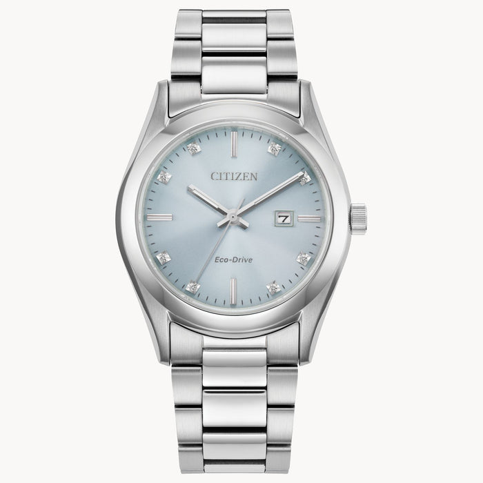 Citizen Sport Luxury Eco-Drive Watch, Silver-Tone with Blue Dial