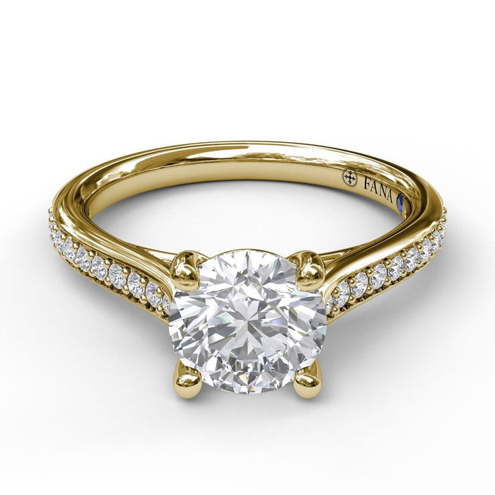Cathedral Shank with Single Row Pavé Engagement Ring Setting