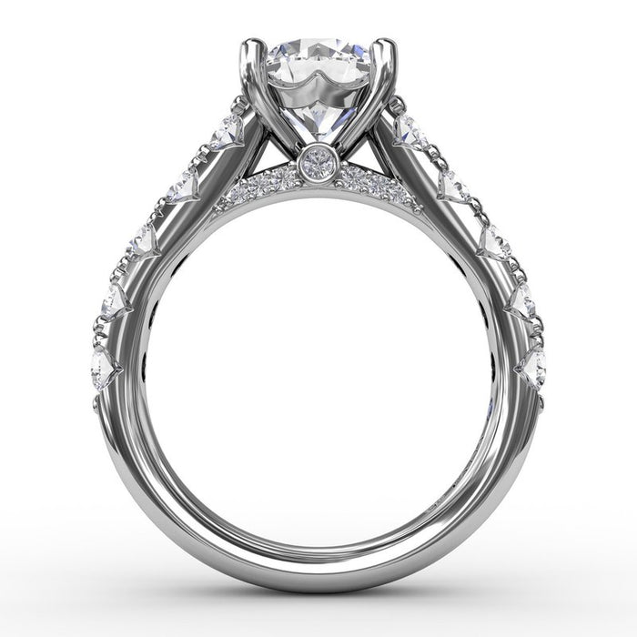Chunky Diamond Shank with Pavé Bridge Engagement Ring Setting