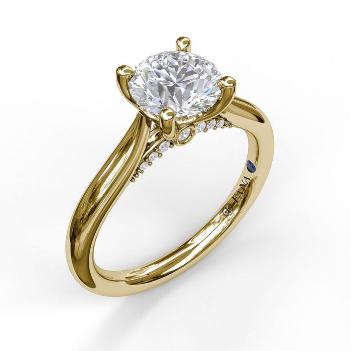 Solitaire with Decorated Bridge Engagement Ring Setting
